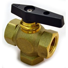 Brass Ball Valve, 3 Way, Female NPT 3/8", Panel Mount Option