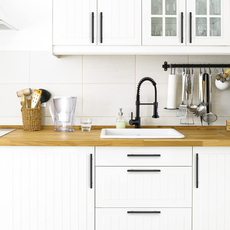 Ravinte 10 Pack 10" Square Cabinet Pulls Matte Black Stainless