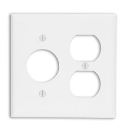Leviton 2-Gang 1-Duplex 1-Single 1.406-Inch Diameter, Device Combination Wallplate, Painted Metal, Device Mount, 88046, White