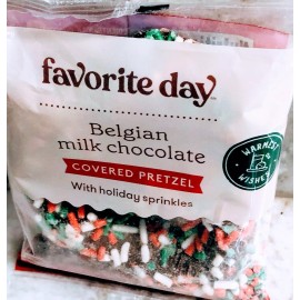 Favorite Day Target-Belgian Milk Chocolate Covered Pretzel W/Holiday Sprinkles. 1.oz/28gm.