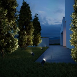 Steinel LED Spotlight Garden N, 7.86 W Floor Spotlight with Ground Spike, Automatic Twilight, 512 lm, Anthracite, Aluminium