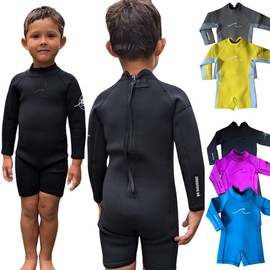 Selective HA Baby, Infant, Toddler, Kids Ultrasoft 1.5mm and 2.5mm Genuine Yamamoto Neoprene Longsleeve Shorty Wetsuit Springsuit (Black Onyx 2.5mm Yamamoto, 6T (XL))