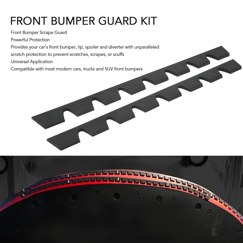 8pcs Front Bumper Scrape Guard Set Rubber Black Universal Bumper
