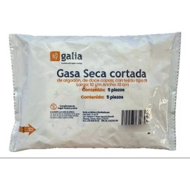 Gasa 10x10 Galia Color Blanco Seca Cortada 250 Pzas Blanco