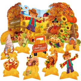 Thanksgiving Honeycomb Tabletop Decoration with Background Turkey Pumpkin Scarecrow Gnome Harvest Honeycomb Decoration for Thanksgiving Party Harvest Festival Autumn Party Decoration