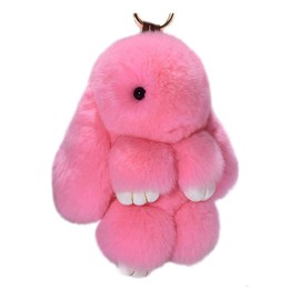 HXINFU Real Rabbit Fur Ball Keychain Bag Plush Pom Poms Fluffy Bunny Keychain