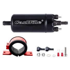 CarBole External In Line Fuel Pump: 116 PSI High Pressure Unversal 12V Electric Pump Injection Systems Replacement for 0580464070 With Mounting Bracket Clamp (Black)
