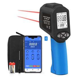 High Temp Thermometer Pyrometer with Bluetooth AP-1580C-APP IR Thermometer with Range -58°F to 2876°F, DS 30:1 Non-Contact Laser Thermometer Gun with Flashlight, APP Data Download