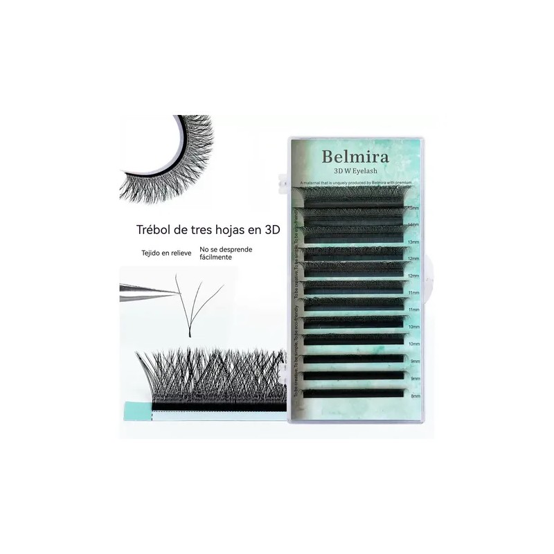 Extensiones De Pestañas 3D In W, 8–15 mm, Naturales y