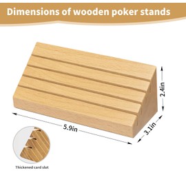 Cifupy Set of 2 Playing Card Holder Solid Card Tray Rack Organizer for Kids, Adults, Seniors - 5.9x3.1x2.4Inch Size Solid Beechwood Playing Card Holders/Racks for Canasta, Poker Parties