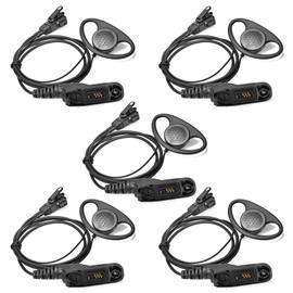 HYSHIKRA D Shape Earphones with Multi Pin Microphone Compatible with Motorola DP3400 DP4400 DP4800 DGP4150 XiR-P8200 Xpr-6300 Bi-Directional Radio (Pack of 5)