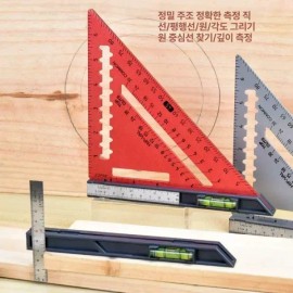 목공 삼각자 각자 눈금자 테이프 수평 직각자 목수 합금 [분리형 알루미늄 레드] Woodworking Triangle Ruler Angle Ruler Measuring Tape Level Right Angle Ruler Carpenter Alloy [Separate Aluminum Red]