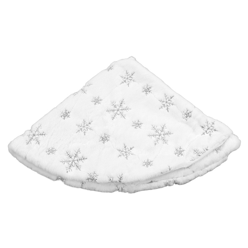 35.4in Christmas Tree Skirt Round Shape Soft Comfortable White Christmas