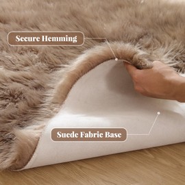 ORINOVA Bedroom Rug, Beige Fluffy Fur Rug, Faux Fur Rug, 60 x 90 cm, Bed Rug, Living Room, Small Decoration, Soft, Cuddly, Washable