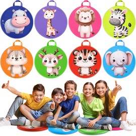Yuntau 8 Pcs Kids Floor Cushions for Classroom Flexible Round Seating with Handle Soft Waterproof Floor Pillows with Cute Cartoon Animal Pattern for Elementary Daycare Preschool(Jungle Animals)