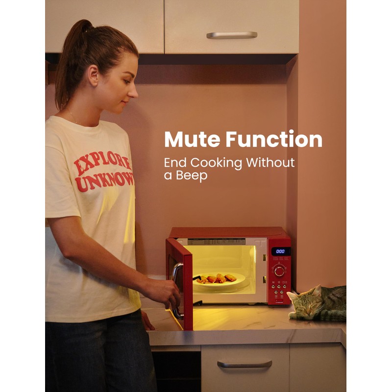 COMFEE' Retro Small Microwave Oven With Compact Size, 9 Preset