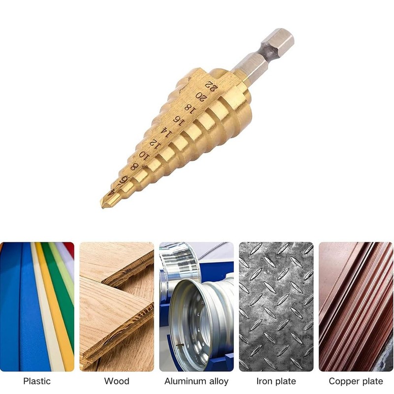 Fongmore 4-22mm HSS Titanium Coated Step Drill Bit High Speed