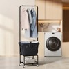 ELYKEN Laundry Cart with Hanging Rack, Rolling Laundry Hamper with