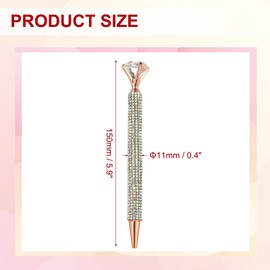 PATIKIL Rhinestone Ballpoint Pen, 6Pcs Crystal Diamond Twist Metal Pen Bling 1.0mm Medium Point Black Ink Glitter for Note Taking Journaling, Silver/Rose Gold