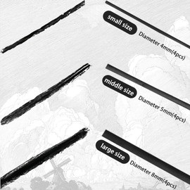 Diyxisk Charcoal Pencils for Drawing, 12 Pieces Black Charcoal Pencils Drawing Pencils Charcoal Ideal Drawing Pencils in Aluminium Case, for Sketches and Impressive Drawings Charcoal Pencils