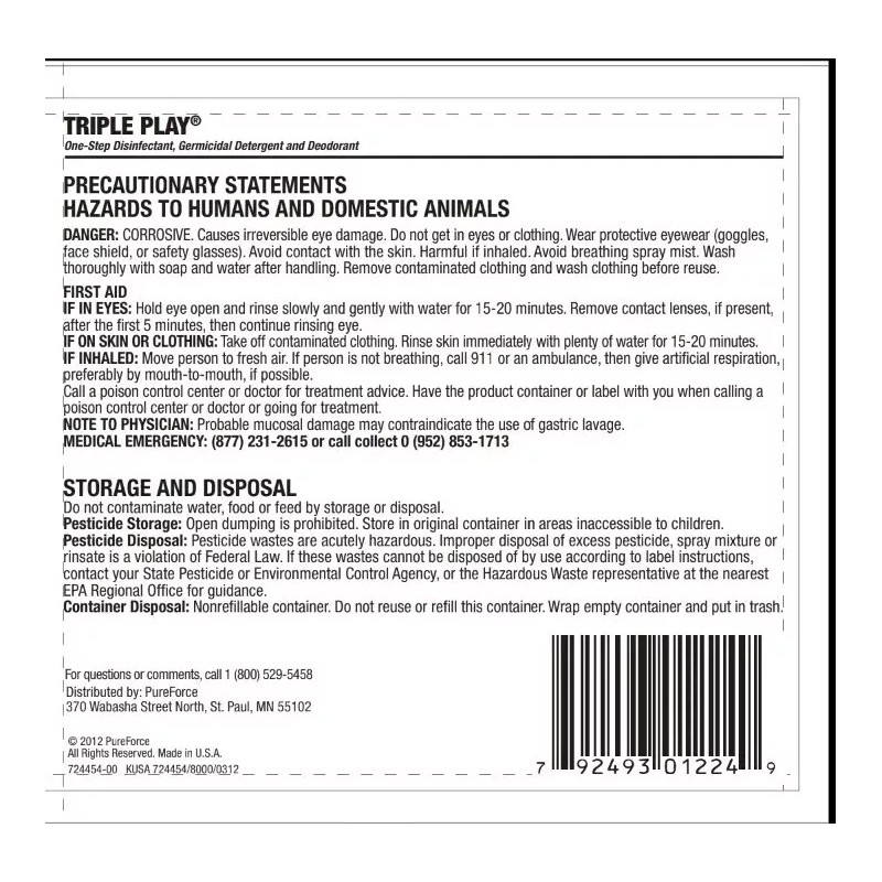 Triple Play One Step Disinfectant Germicidal Deodorant 1 Gallon #1114175