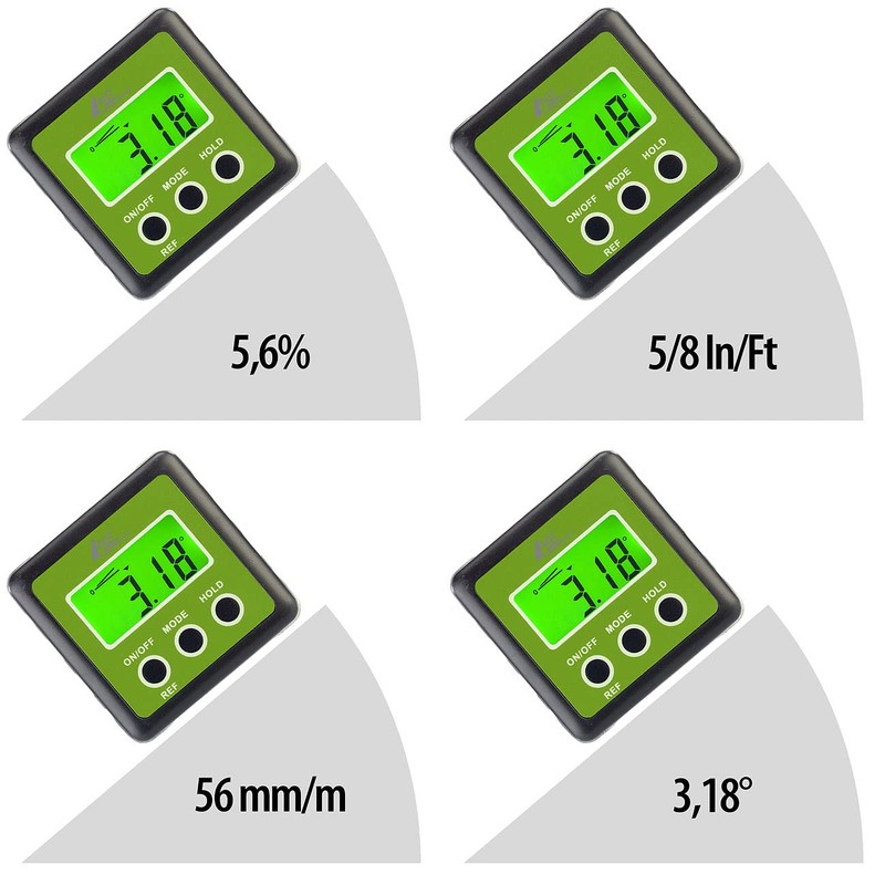 AGT Professional Inclinometer: Digital Protractor, Illuminated LCD Display, Aluminium, IP54,