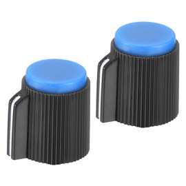 QUARKZMAN Potentiometer Knobs Bakelite 13 x 15.5 mm Volume Control Knob Cap for Guitar Bass, Volume Control, Audio 6 mm Hole with 2 Pieces Set Screw Black Blue 2 Pieces