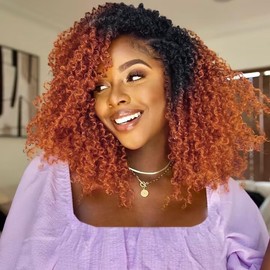 COOKOO Pre-looped Yanky Twist Crochet Hair 10 Inch 8 Packs Bohemian Passion Twist Pre-curled Mini Spring Twist Crochet Hair for Black Women Boho Synthetic Curly Crochet Hair Extentions 1B/24C#