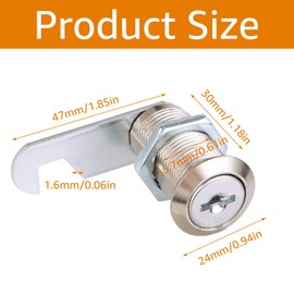 VIDETOL Pack of 10 Letterbox Lock, 30 mm Cabinet Lock with Keys, Furniture Lock Lever Lock for Letterboxes, Cabinet Doors, Cabinets