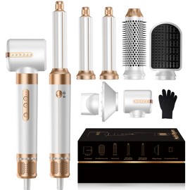 Hair Dryer Brush 7 in ONE, Powerful Blow Dryer Brush with Air Curler for Hair, Brush Blow Dryer with Diffuser, Ionic Hot Air Brush Fast Dry, Volumize, Curls, Straight, Hair Styling Tools 100-120V