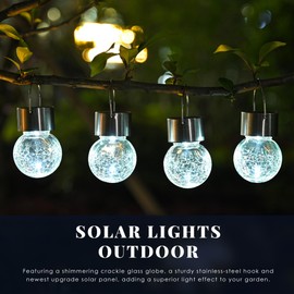 Solpex 12 Pack Hanging Solar Lights Outdoor,Solar Outdoor Lights Decorative, Solar Powered Waterproof Lights, Hanging Globe Light for Garden, Yard, Patio, Lawn, Flower Bed(Cold White)