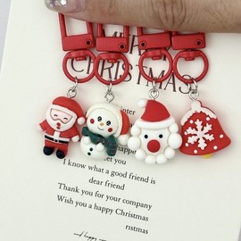 New Cute Christmas Character Bag Keychain: Santa, Elk, Snowman Free Size / No.3 50ea