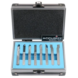 Accusize Industrial Tools 1/4'' 8 Pc H.S.S. Tool Bit Set, Pre-Ground for Turning and Facing Work, 2662-2001