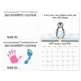 2025 Calendar, DIY Handprint Themed 2025 Calendar, Make your own 2025 Calendar with Kids, Family, Unique 2025 Calendar Gift (Paint not included)