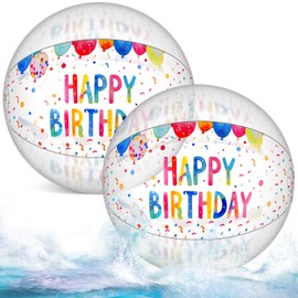 Lunmon Beach Balls for Birthday Party 20 Inch Beach Ball Inflatable Clear Balls for Birthday Decorations, Games Summer (2 Pcs)