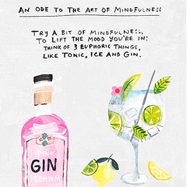 Gin Birthday Card, Birthday Card For Her, Friend Birthday Card, Mindfullness Three Things Tonic, Ice & Gin Birthday Card for Female, Multi-Colour