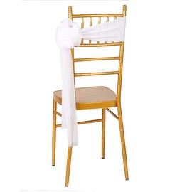 iEventStar 10pcs Spandex Stretch Ready to Use Chair Sashes Bows for Beach Wedding Party Decoration (White)