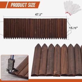 Garden Edging Border Garden Fence Wood Fence Border for Yard Patio Path Edging Decorative Landscape Edging Flower Bed Fence.15.7" H-2pcs