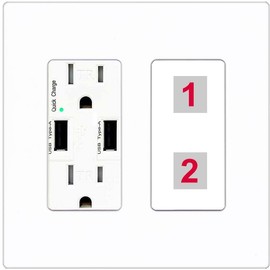 RiteAV Custom Wall Plate 2 Port, USB Charger, Screwless White, Choose HDMI Coax 3.5mm Banana Cat5/6 Phone RCA Speaker Toslink USB