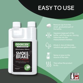 Odorcide Smoke Brake Odor Eliminator Concentrate - Smoke Odor Neutralizer - Smoke Odor Eliminator for Home & Smoke Odor Eliminator for Car – Smoke Smell Eliminator w/Non-Enzymatic Formula (16 oz)