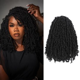 Yanky Twist Crochet Hair (10+12+14inch)*3,Total 9 packs,Natural Black,Pre-Looped Yankee Twist Mini Passion Twist,Pre-Twisted Micro Spring Twist,Boho Senegalese Twist Crochet Hair with Curly Ends (1B#)