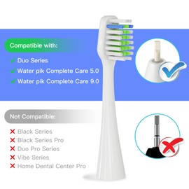 Toothbrush Replacement Heads Compatible with WaterPik Complete Care 5.0 & 9.0(WP-861/CC-01), 6 Count (White)