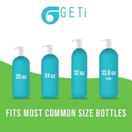 2-Pack Liter 33.8 oz Shampoo Conditioner Pump Dispenser | Fits Most Salon Brand Liter Size Bottles with a 1-inch Wide Opening | Not Compatible with Joico or Amika Bottles | White | by Geti Beauty