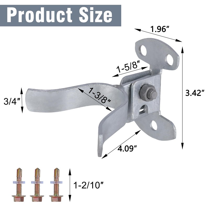 Chain Link Fence Gate Latch with Screws, 1-3/8" Wall Mount