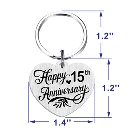 Tangvo 15th Anniversary Keychain - Happy 15 Years Wedding Anniversary Present