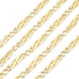 Stiesy 3.28Feet 1m Golden Brass Chains Twisted Metal Chains Soldered Link Chains for Bracelet Necklace Jewelry Making