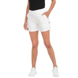 HDE Women's Cargo Shorts with Pockets High Waisted Pull On Stretch Casual Shorts White - M