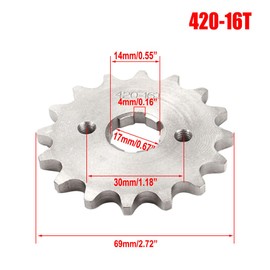 420 16T 17mm Chain Sprocket with Retainer Plate Motorcycle Front Sprocket Gear fits for 50cc 70cc 90cc 110cc 125cc 140cc 160cc Engine Pit Dirt Mini Bikes Go Kart Trail Quad ATVs 4 Wheeler Moped(1 set)
