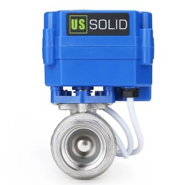 U.S. Solid válvula de bola motorizada, válvula de bola de acero inoxidable de 3/4 pulgadas con puerto completo, 9-24 V CA/CC y configuración de retorno automático de 2 cables, normalmente abierta