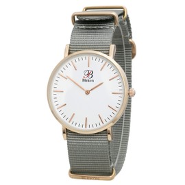 Blekon Original Slip Through Women Watch – Perfect Weekender Watch with Durable Ultra Thin Alloy Case, Multicolor Nylon Straps, 40mm Indexed Dial – Long Lasting Battery Included (Gray)